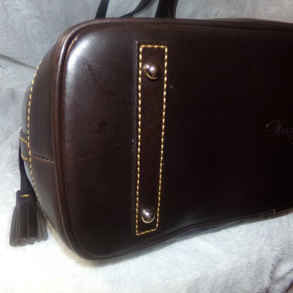 NWT Dooney & Bourke Embossed Leather Double Strap Tassle Shopper -Cognac - Picture 5 of 16